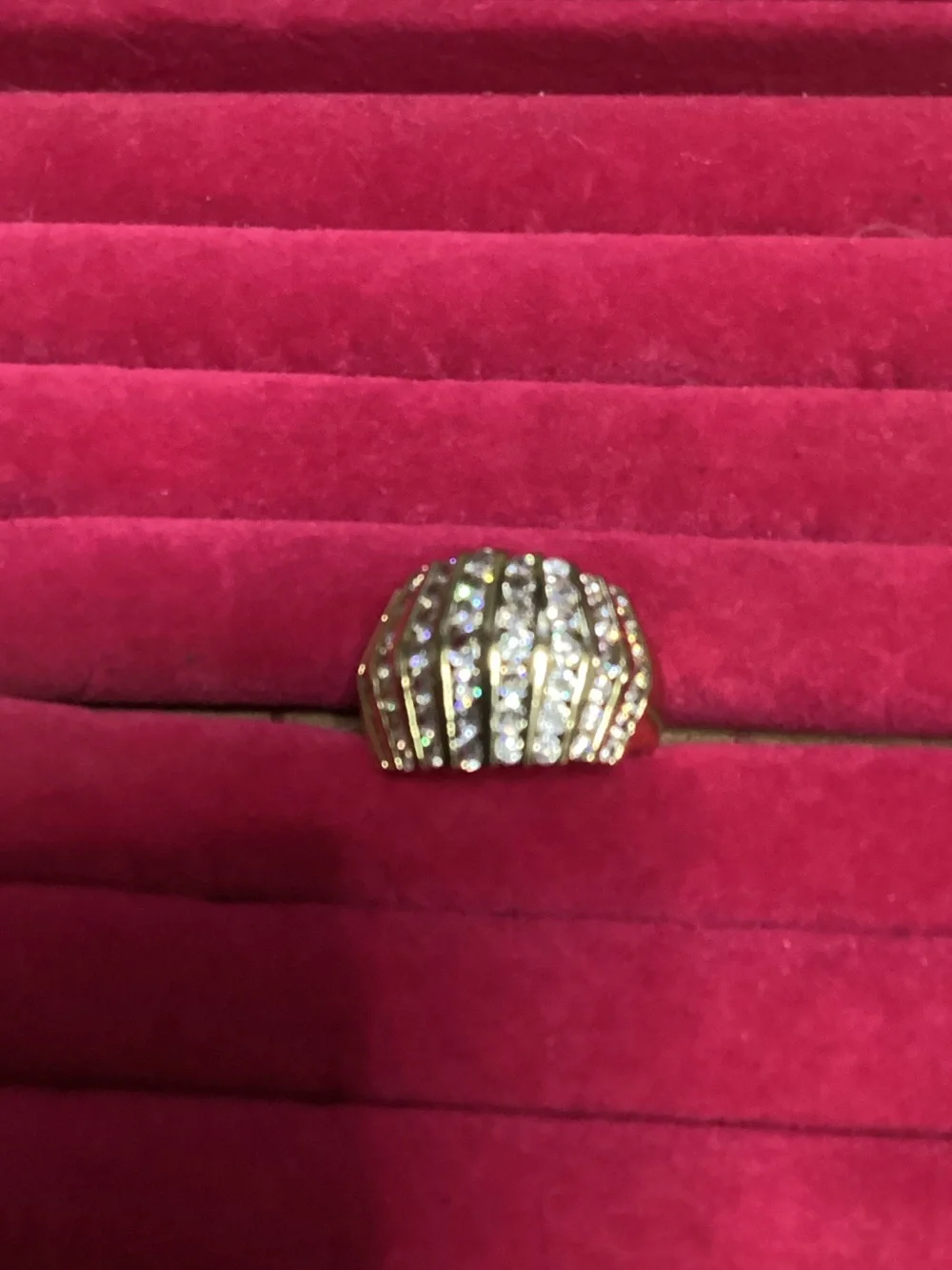 New Beautiful Gold Costume Ring with 9 Rows of Rhinestones - Side 10